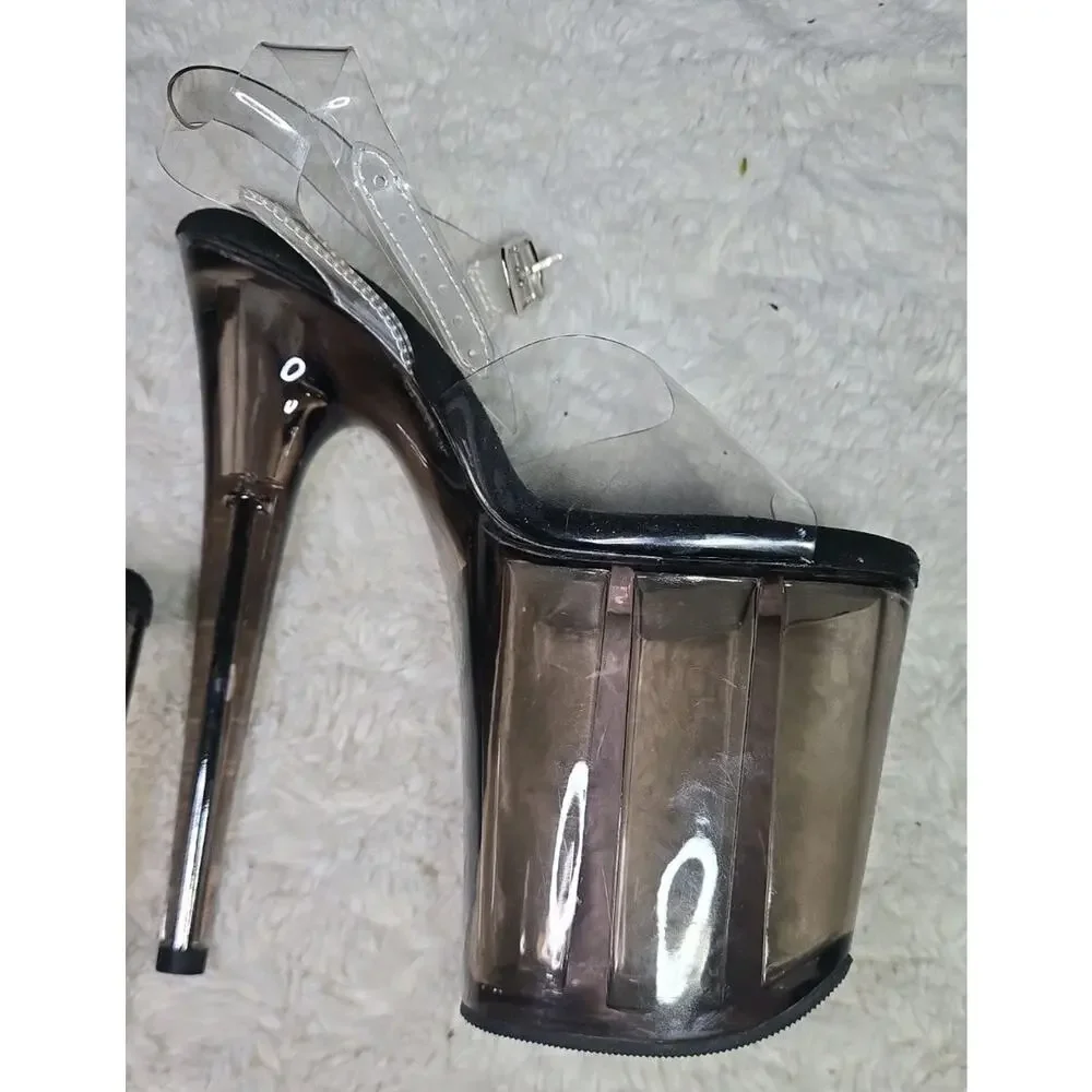 Pleaser Clear Platform Stiletto Heels Ankle Strap Pole Dance Shoes Women's 7